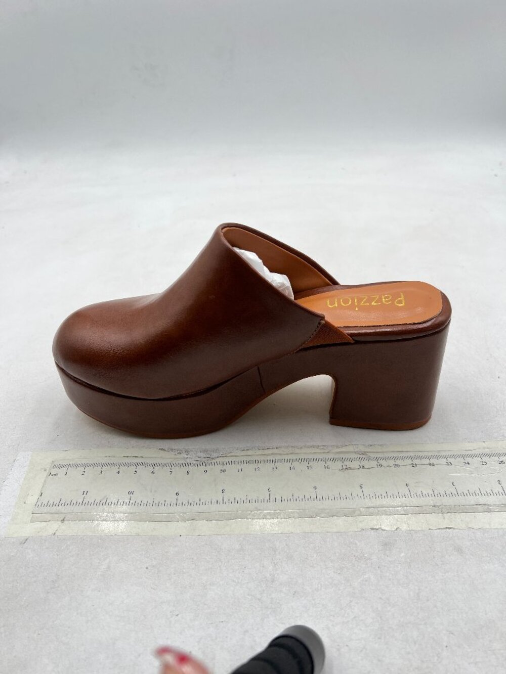 Pazzion Brown Platform Closed Toe Mules Clogs Slip On Chunky High Heel Slipper